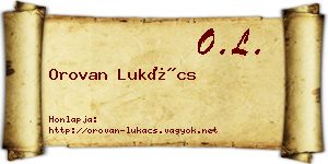 Orovan Lukács névjegykártya